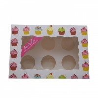 Custom printed wholesale muffin cupcake art paper clear window food cake packaging box